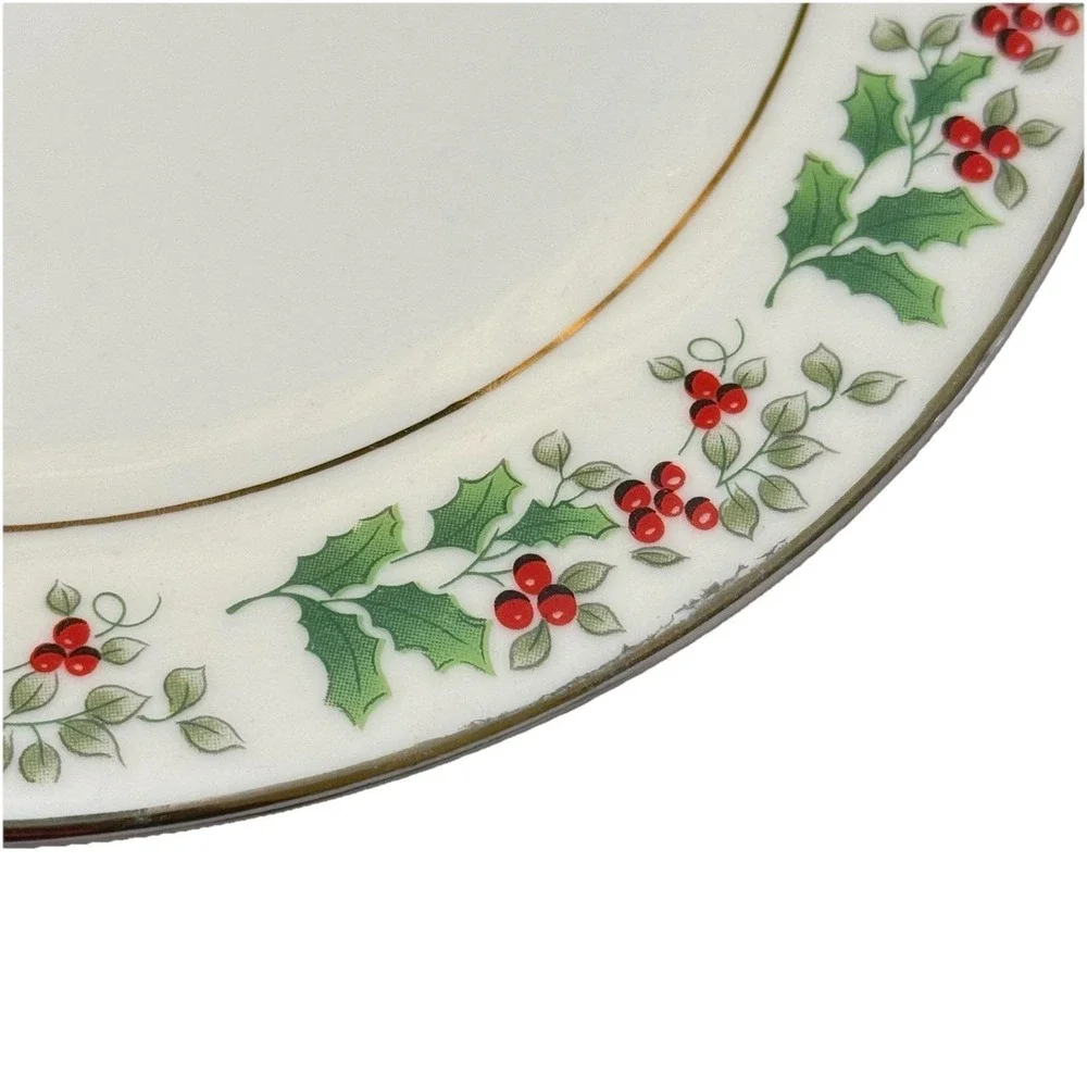 Gibson Holly Berries Bread Dessert Plates Set of 4 Christmas Holiday‎ China 7